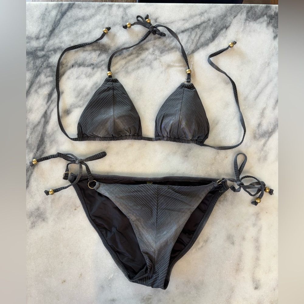 Vitamin A Silver String bikini Sz M